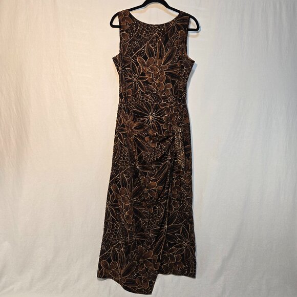 Dana Buchman Dresses & Skirts - DANA BUCHMAN Y2K Whimsigoth Brown/Black Floral SILK Faux Wrap Tie Dress Size 10.